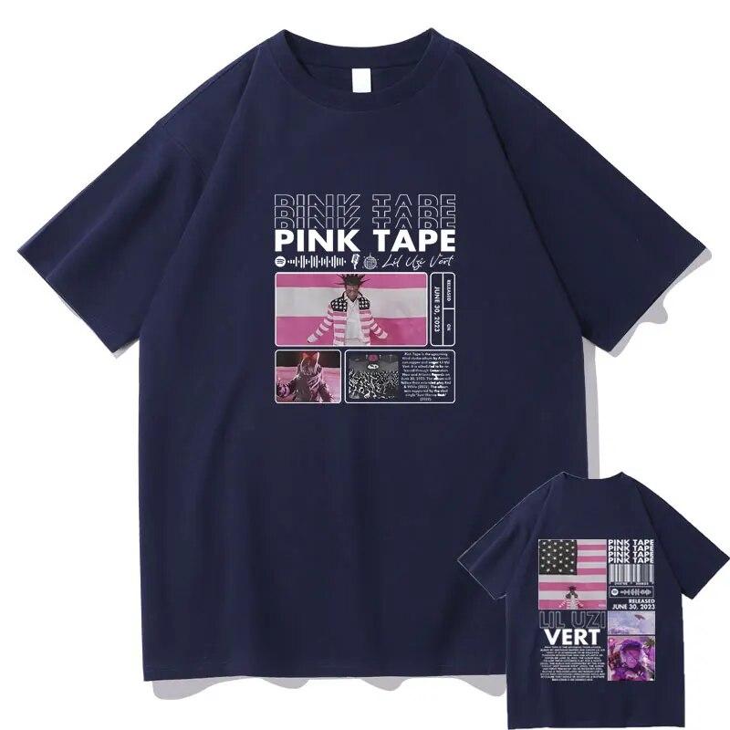 

Репер Lil Uzi Vert Pink Tape Print Графічні футболки унісекс, хіп-хоп, рок, футболка, унісекс, вулична футболка, унісекс, чиста бавовна L