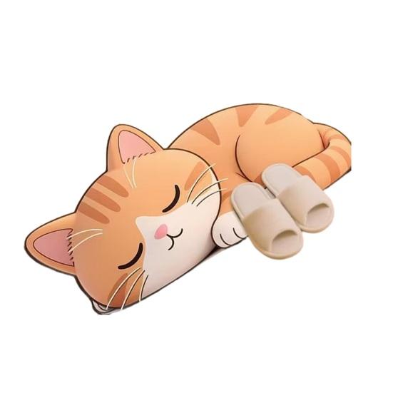 Floor Mat 3D Cartoon Cat Pattern Rug Non-Slip Backing Easy Maintenance Living Room Rug Multipurpose Home Decor