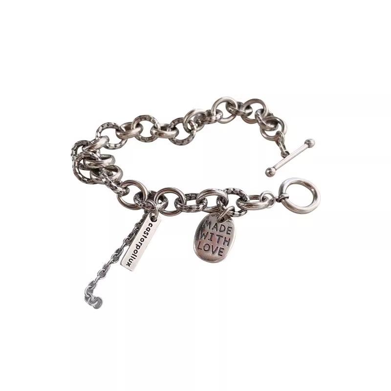 Korean Style Heavy Vintage Letter Plate Bracelet Fashion Trendy Personality Jewelry For Women