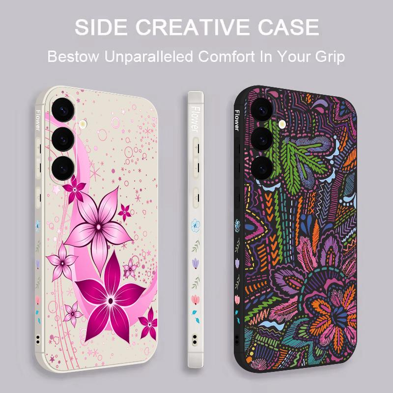 Custodia Rosa con Fiore Cartone Animato Per Samsung Galaxy S26 S25 Ultra S24 S23 FE S22 Plus S21 Piatto Metallico Integrato Cover Magnetica in Silicone