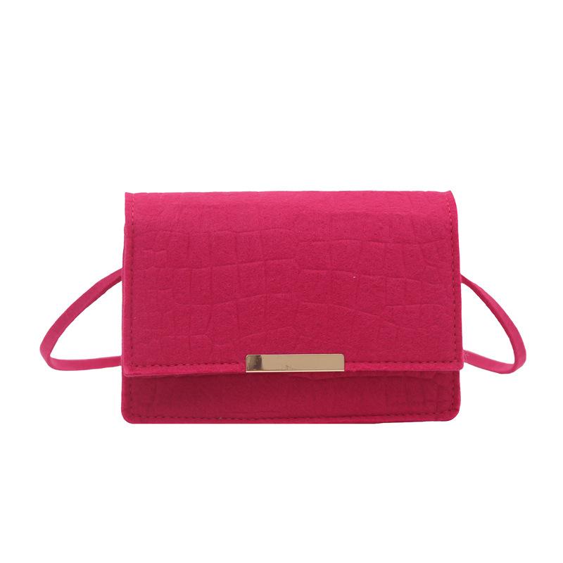 Retro trendy felt shoulder bag new casual handbag stone pattern fashion simple messenger small square bag