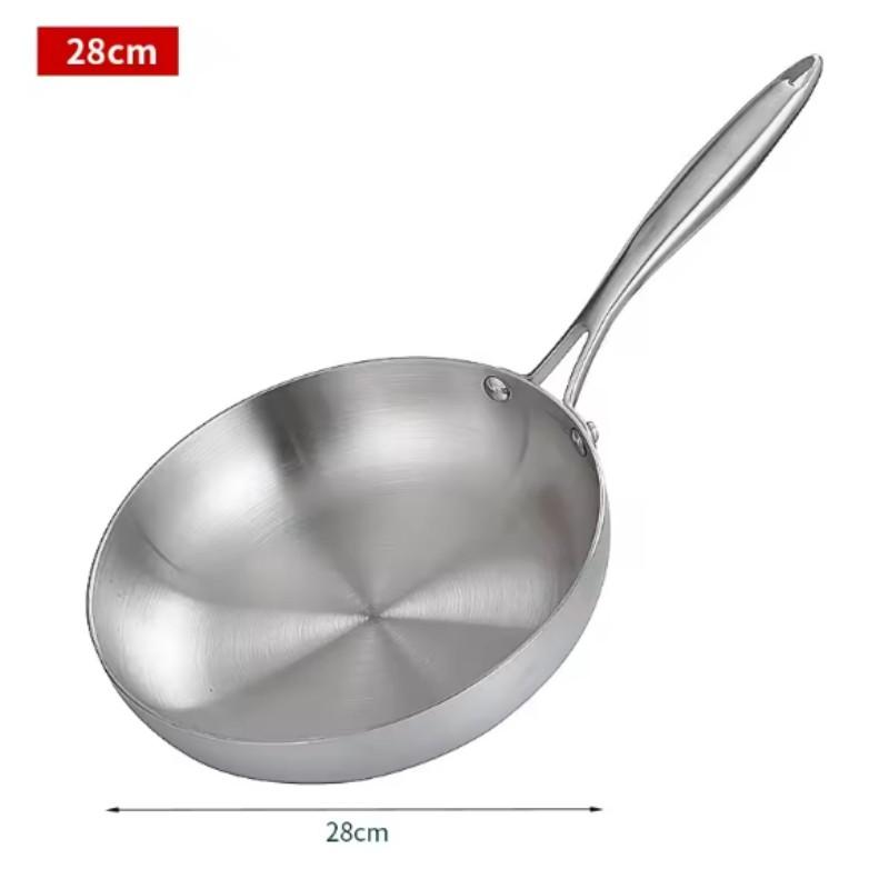 304 Stainless Steel Non Stick Pan For Frying Steak Uncoated Kitchen Cookware Suitable For Gas Stoves And Induction Cookers