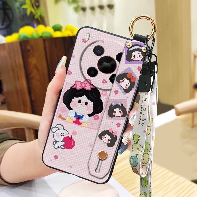 Silikonowe etui na telefon z smyczą dla ZTE Blade V70 Max/Nubia V70 Max Pyłoszczelny pasek na nadgarstek Podstawka Odporny na uderzenia Tylny pokrowiec