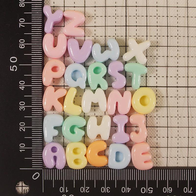 Acrylic Alphabet Beads 50PCS Smooth Surface Pastel Candy Color for DIY Jewelry Bracelet Anklet Kids Craft