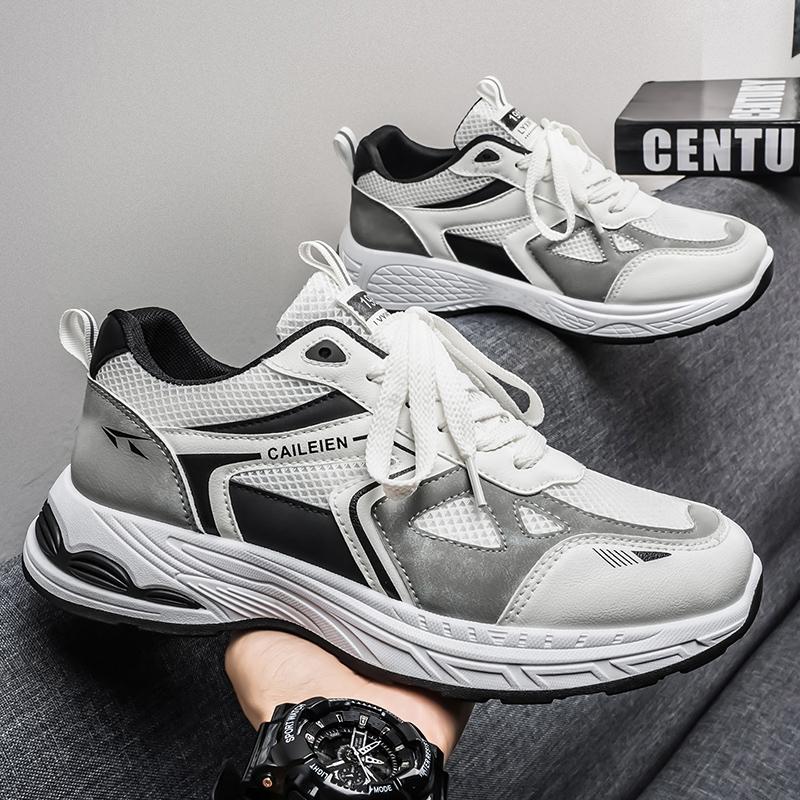 Men's Mesh Sports Shoes Summer Trendy Breathable Casual Running Thick Soled Outdoor Dad Shoes