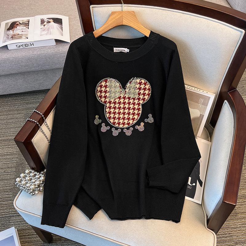 Plus Size Women's Round Neck Knit Pullover Sweater, Bust 150/160, 200/300 Jin