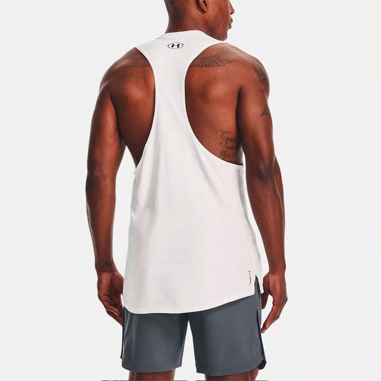 Under Armour Charged Cotton Training Dry Fit Sleeveless T-Shirt Men Tops White 1361623-112