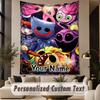 Custom Text Printed Tapestry Poppy Playtime Pattern Large Wall Hanging Indoor Room Decor