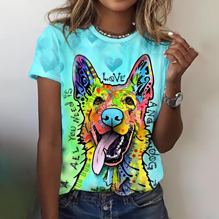 Kawaii Funny Animal Graphic Women's T Shirts Casual Oversize Short Sleeve Top Female Fashion Clothing Ladies