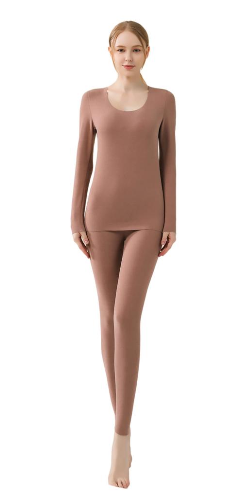 Xinjd Warm Underwear Long Sleeve Shirt and Lightweight and Warm Women's Set, Fleece-Lined, Pants,