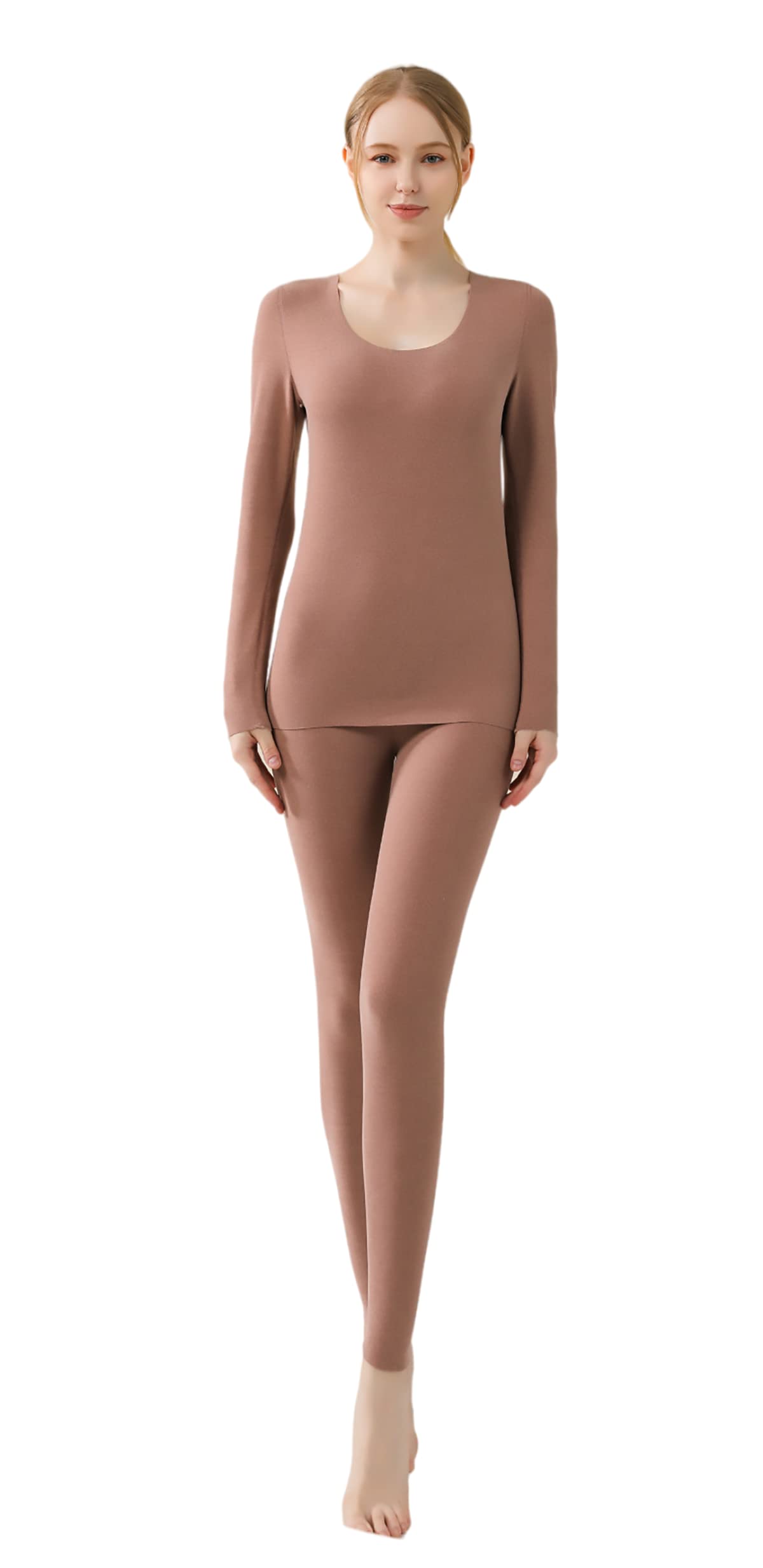 

Xinjd Теплое термобелье Рубашка с длинным рукавом и Легкий и теплый женский комплект, Флисовая подкладка, Брюки,