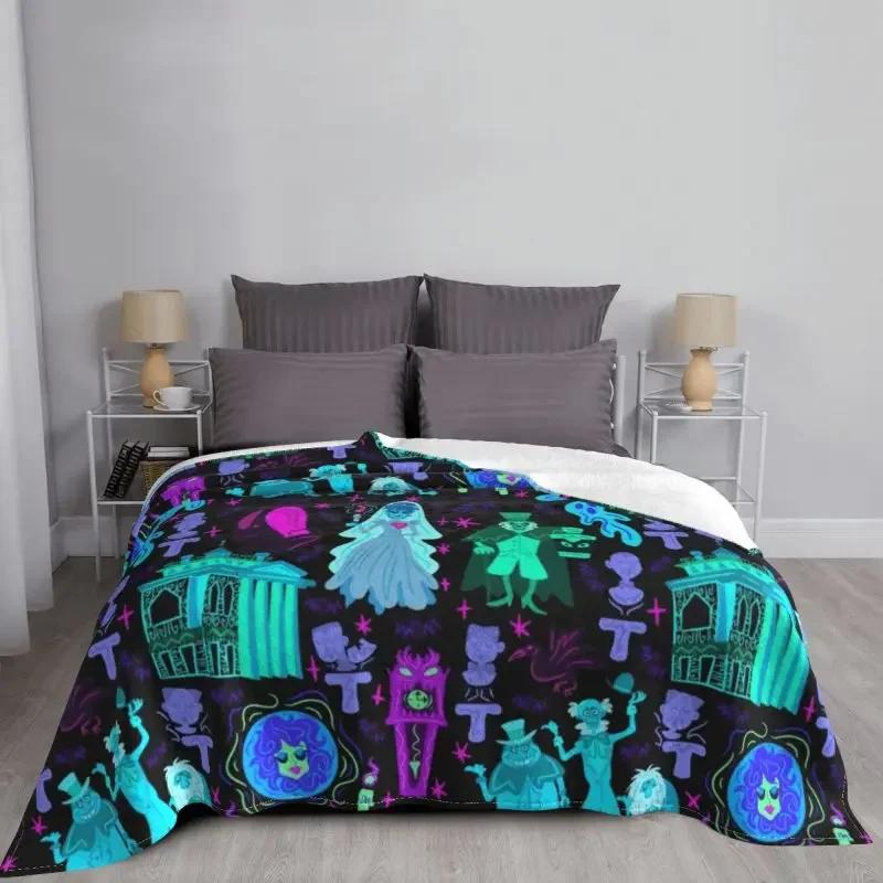 Haunted Mansion Throw Blanket Sofa Fleece Warm Flannel Halloween Grimace Blankets for Bedroom Office Couch Bedspreads