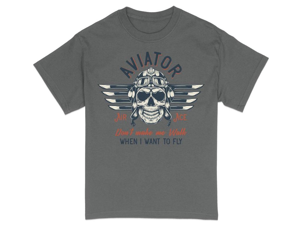 Vintage Aviator Skull TShirt Pilot Wings Aviation Gift Summer Mens and Womens Loose and Breathable Tshirt Top
