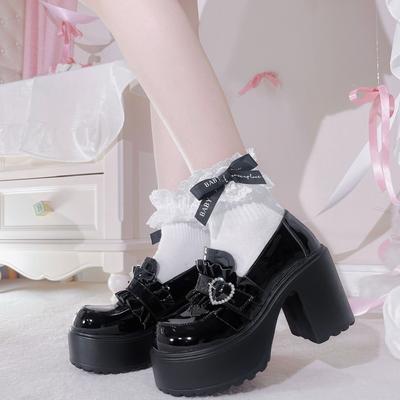 Lolita Schuhe Punk Stil Damen Plateau Schuhe Mode Lackleder Slipper Japanische JK Damen Schuhe Mary Jane Leder Einzelne Oes