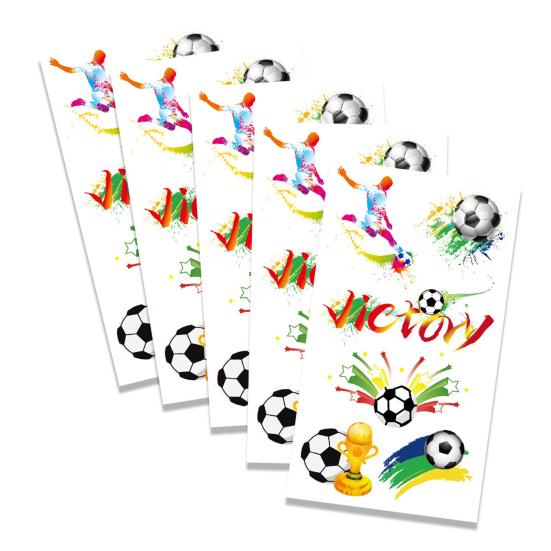 

5Pcs Football Temporary Tattoos Men Women Soccer Ball Themed Fake Tattoos Face Sticker Game Day Sports Events Party Supplies Favors A