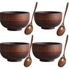 New Creative Bowl Spoon Tableware Set For Kitchen Item Utensils Wooden Auspicious Eight Treasure Pattern Dining Salad Home Dinne