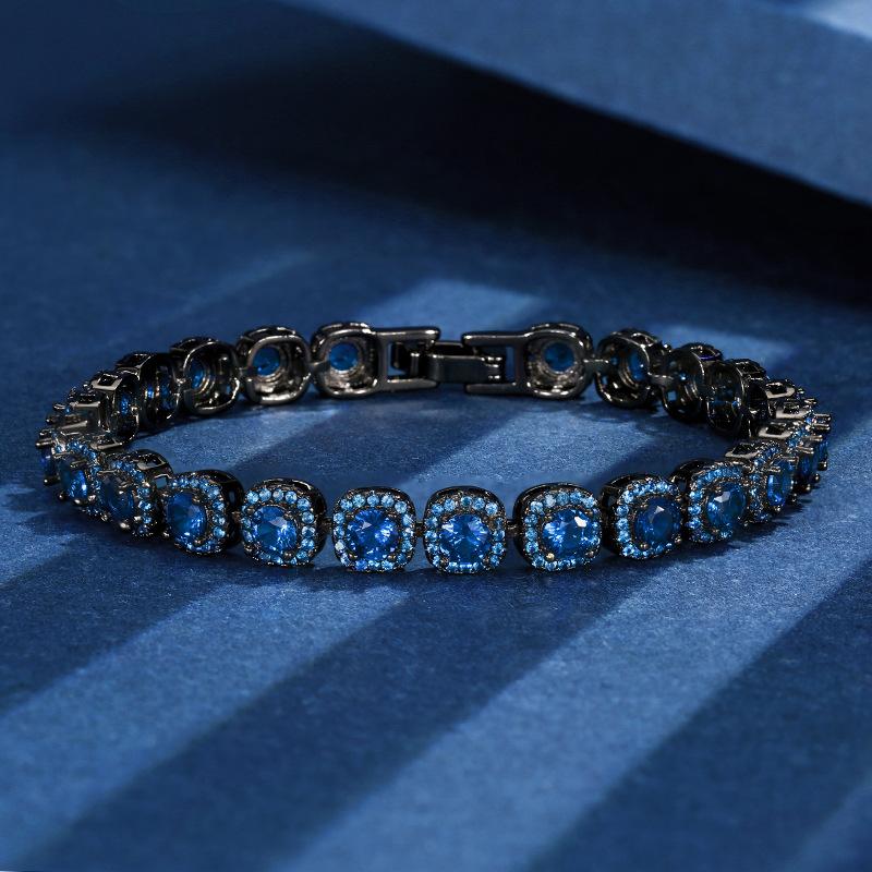 Jewelry Retro Simulation Corundum Light Luxury Full Diamond Black Gold Bracelet Bracelet Jewelry Heroine Stone 4Mm