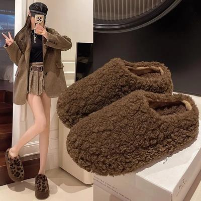 Winter Damen Warme Cartoon Hausschuhe Prägnante Schuhe mit runder Zehenpartie Damen Komfort Lammwolle Ballerinas Pantoletten Schuhe 2025