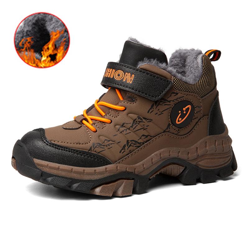 Boys' Winter Snow Boots Warm Fleece-Lined Anti-Slip Kids Boots Comfortable Warm School Children's Walking Cotton Shoes