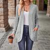 Damen Strickjacke mit langen Ärmeln, V-Ausschnitt, offene Vorderseite, lässiger lockerer Schnitt, Mantel