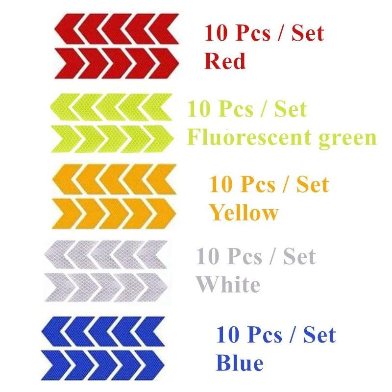 1/2/5 Satz Autoaufkleber Reflektierendes Pfeilzeichenband Warnung Sicherheitsaufkleber Für Auto Stoßstange Kofferraum Reflektor Gefahrenband Autostyling