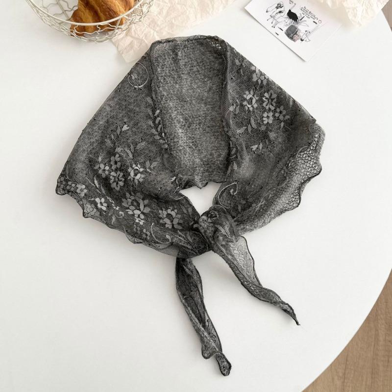 Silk scarf new lace small scarf versatile headscarf tied hair band head jewelry triangle scarf tied waist