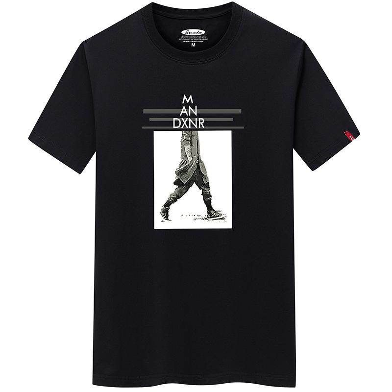 IELGY футболка с короткими рукавами, мужской топ больших размеров в гонконгском стиле S чёрный