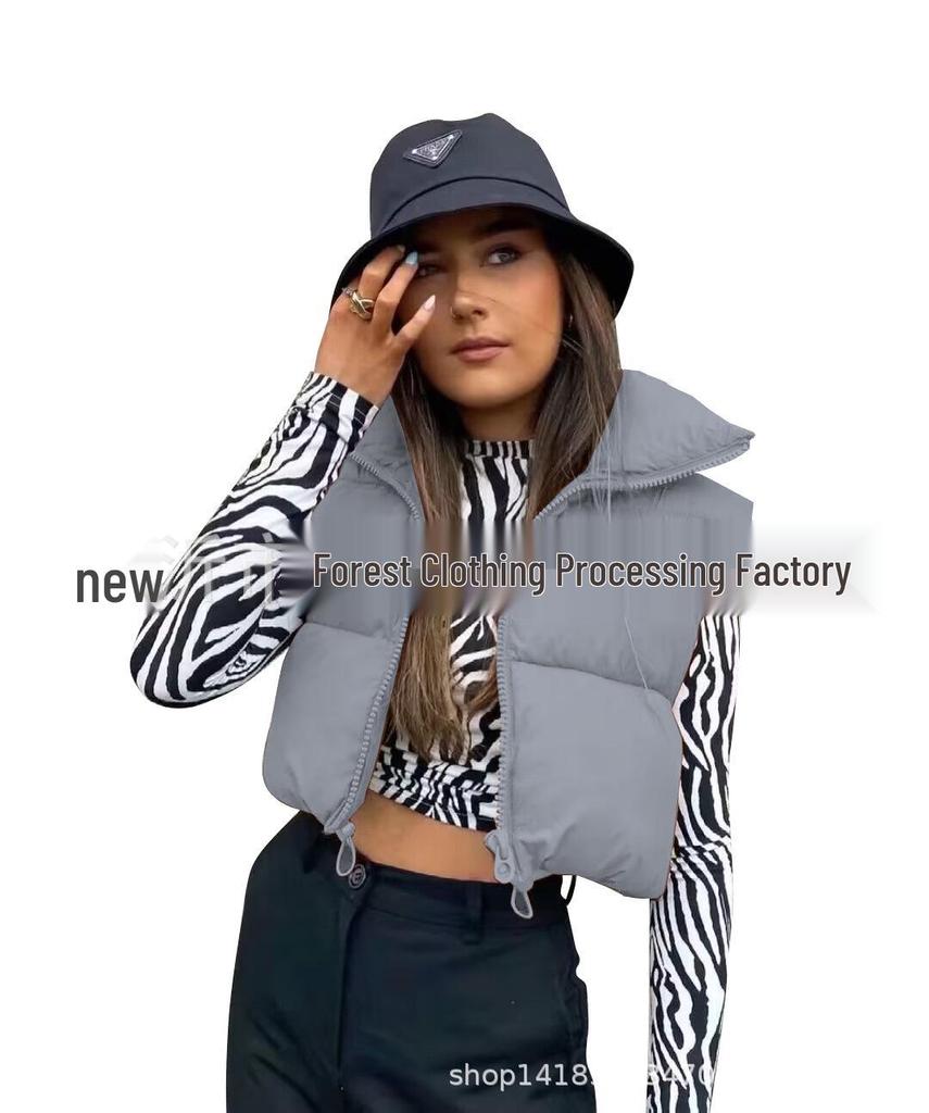 Women's Stand-Up Collar Zipper Vest: Warm Sleeveless Cotton Jacket for Autumn/Winter - Multi-Color Available