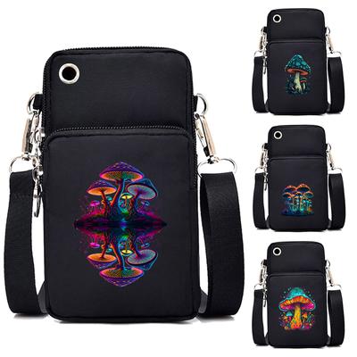 Bolso de Hombro Punk Genial Serie Hongos Mujeres Hombres Mini Bolso para Teléfono Móvil Estilo Planta Carteras de Monedas para Adolescentes Bolsos de Mano Bolso Pequeño Cruzado
