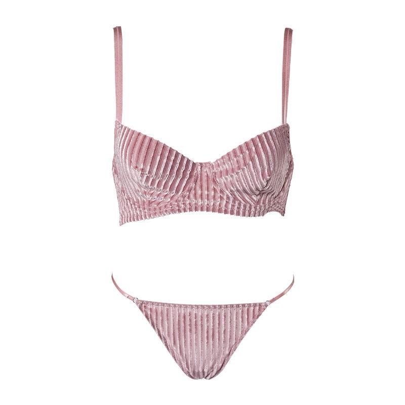 

Plus Size Ice Silk Nude Lingerie Set - Adjustable Push-Up Bra & Thong Large светло-розовый