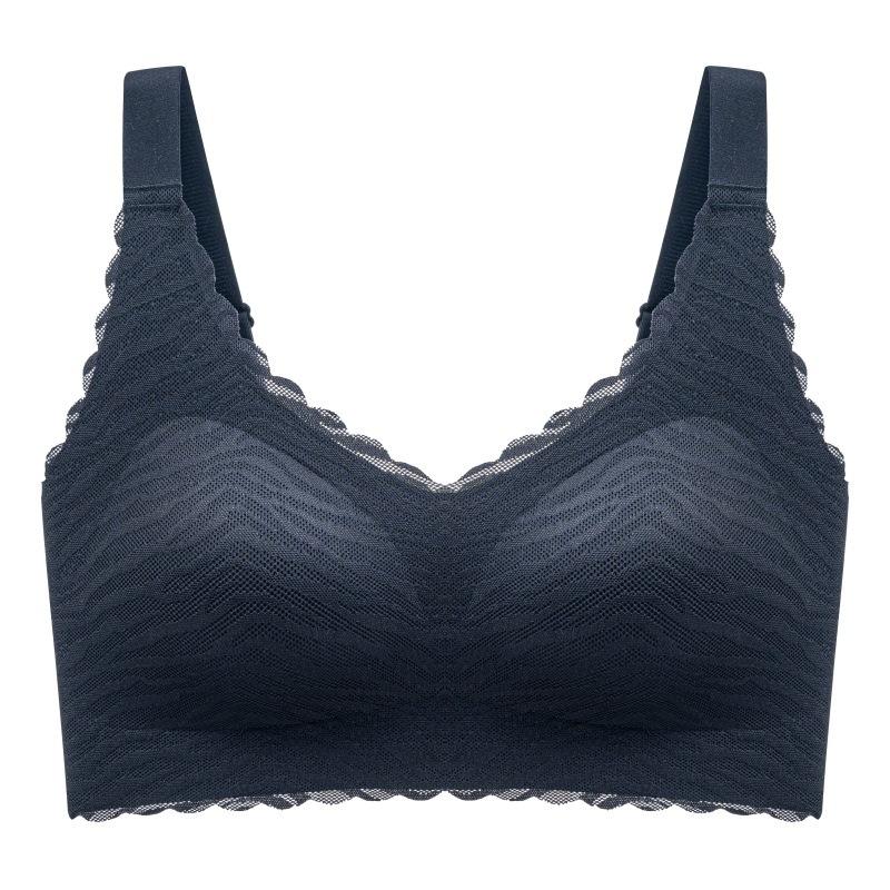 

Traceless underwear women s thin soft support large size integrated fixed cup gathered anti-sagging bra 75B чёрный