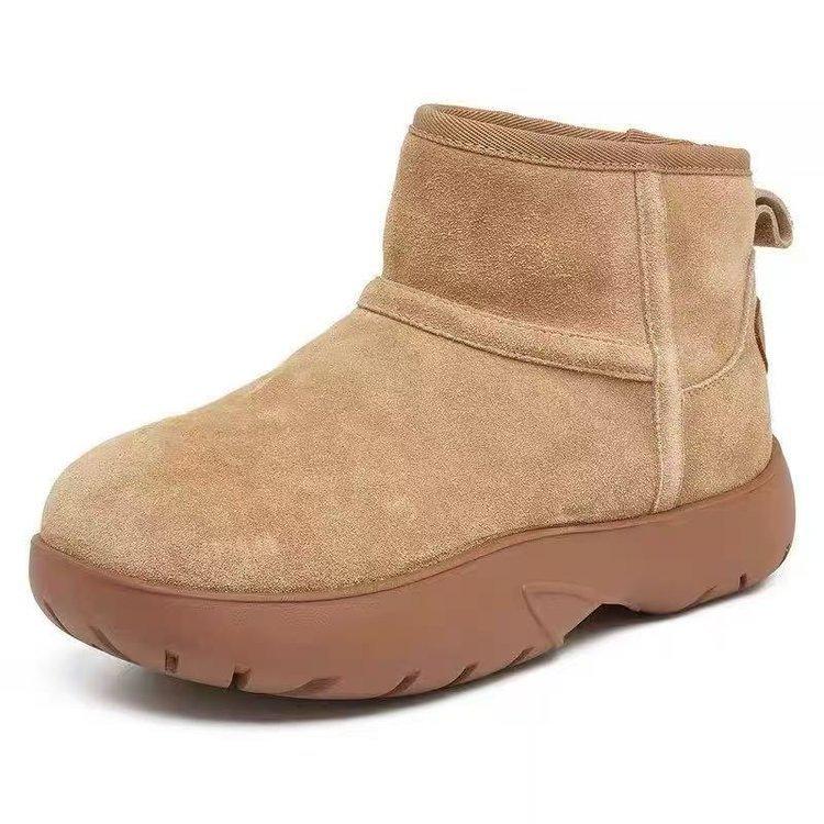 

Thick-soled heightening snow boots winter new piled thickened cotton shoes comfortable warm short boots 35 хаки