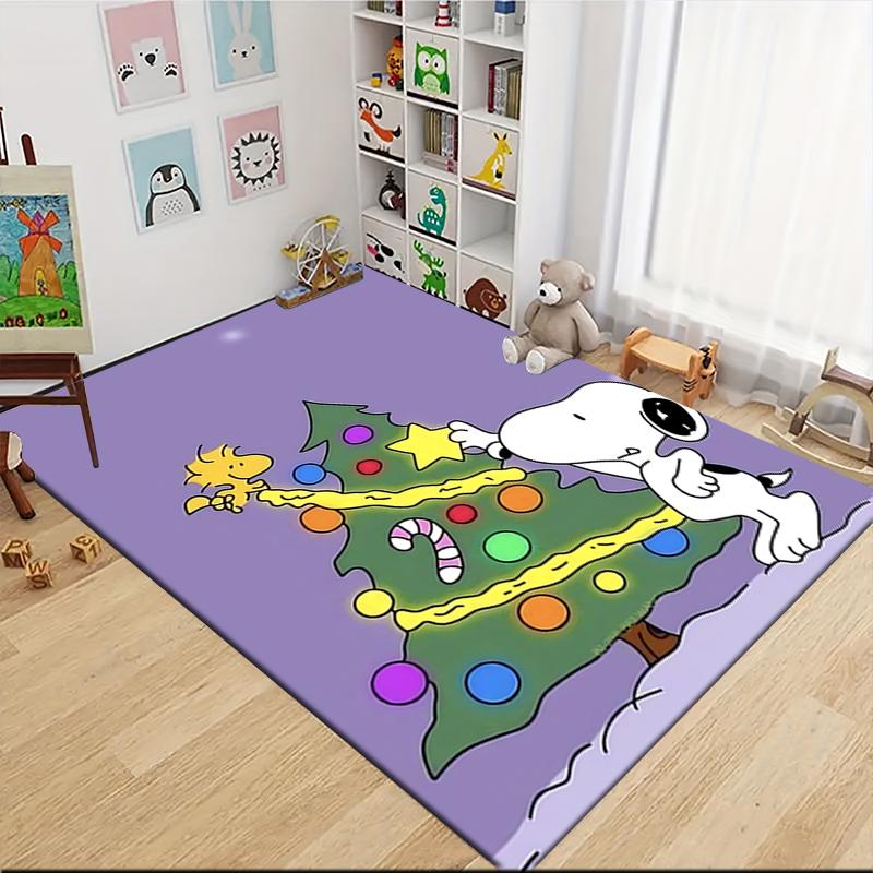 Snoopy Christmas Tree Carpet Rug Soft Washable Anti Slip Home Living Room Sofa Mats Personalized Christmas Rug