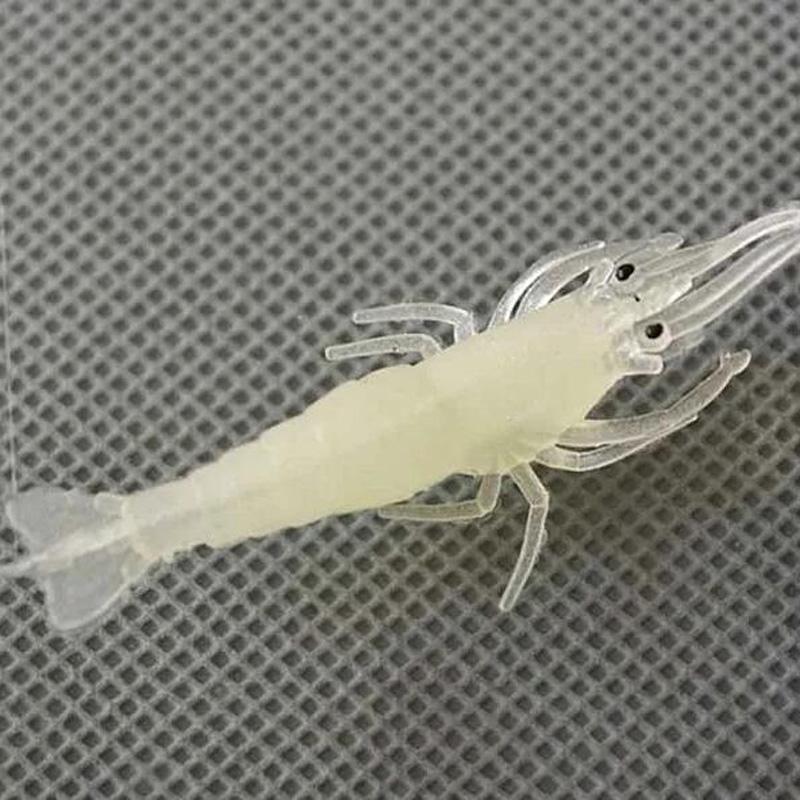 Soft Simulation Fishhook Shrimp Prawn Lure Hook Tackle Bait Fishing Lures Artificialbait Luminous Shrimp