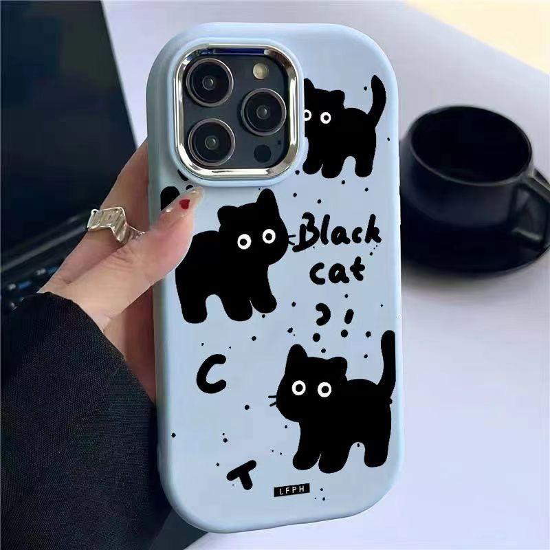 Schattige Zwarte Kat Zachte Case Voor Samsung S25 S24 S23 S22 Plus Ultra S23 S24 S20 S21FE A16 A53 A32 A51 A71 A31 A24 Note 20Ultra Cover