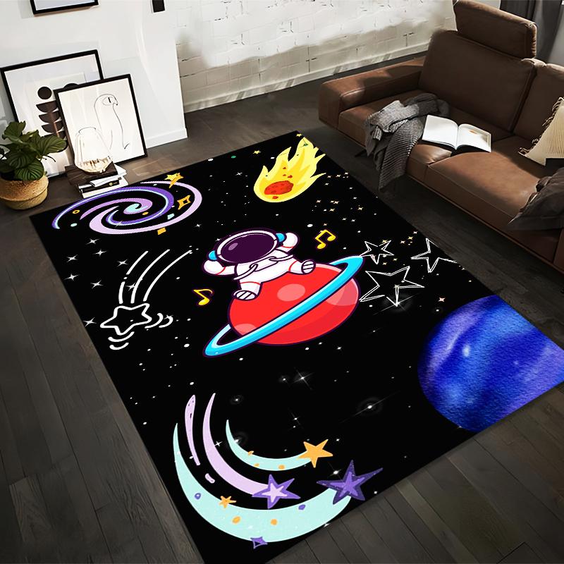 Astronaut Cartoon Space-Themed Carpet with Stars and Planets Design Suitable for Use As an Anti-slip for Living Room Bedroom Sofas
