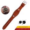 Genuine Calfskin Leather Watchband British Style 20mm 22mm Strap Vintage Watch Band with Base Tray Strap Bracer Wrist Strap
