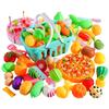 69/82/104 Pcs Play Food Set for Kids Kitchen, Pretend Food Toy for Toddlers Plastics Cutting Fake Food/ Fruit/ Vegetable Accessories