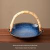 Bamboo Handle High-Footed Fruit and Snack Plate