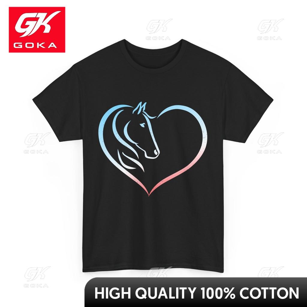 Horse Heart Shirt Animal Lovers Horse Riding Fans Women Unisex Cute Shirt Cultural Ethnic Tribal Tees Traditional Artistic