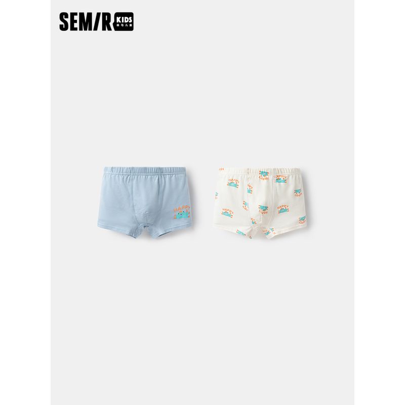 

Senma Children s Clothing Children s Underwear 2024 New Arrival Boys Soft Comfortable Boxers Spring Children s Daily Two Pieces Blue and white tone 00381 130