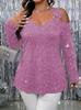2026 Spring Plus Size Sexy V-Neck Top with Floral Shoulder and Long Sleeves