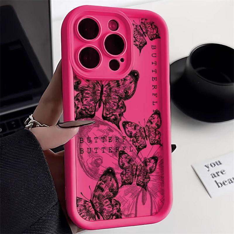 Retro Butterfly iPhone Case for 11, 12, 14, 15, 16 Pro Max - Transparent & Drop-proof