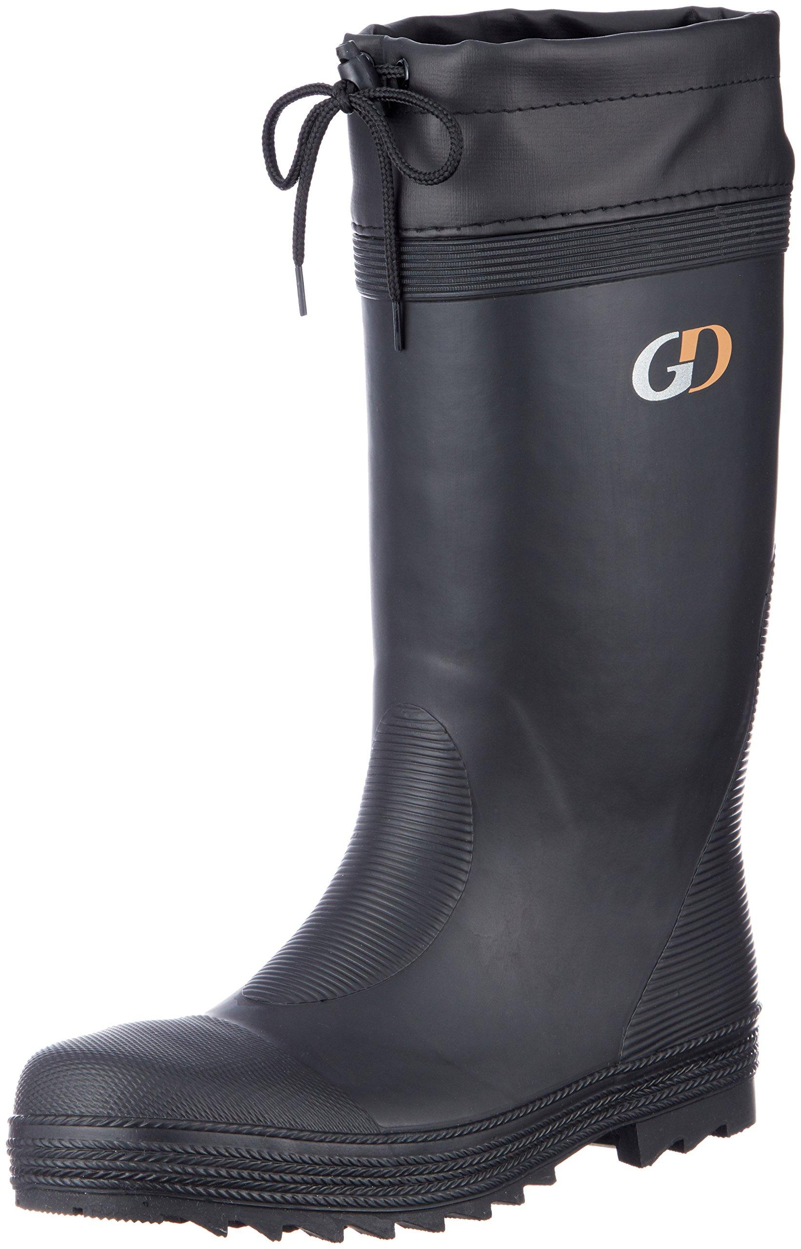 

Steel toe cap safety rubber matte with 3E [G-D Japan] boots, finish, hood, RB-027, black, 24.5~25.0 cm, чёрный