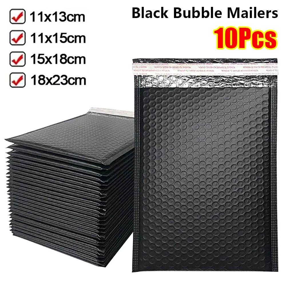 10Pcs Durable Soft Bubble Mailers Pearlescent Film 11/15/18cm Shipping Bags Waterproof Self Sealing Black Foam Envelope