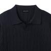 HERVINO Soft Cable Open Collar Muscle Knit [Navy]