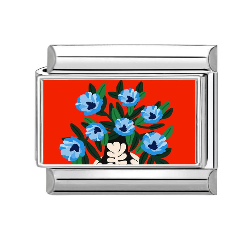 Romantic Flower Purple Flower Hyacinth Italian Charms Fit 9mm Stainless Steel Bracelet DIY Jewelry Gift
