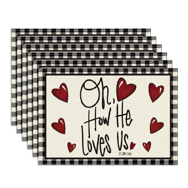 

6PCS Heart Designs Table Mats Heat Resistant For Anniversary Festivities And Night Meals Valentine s Day Placemat