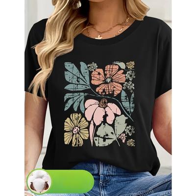 T-shirt Casual da Donna 100% Stampa Fantasia Girocollo Manica Corta Estate Nuovi Arrivi Top