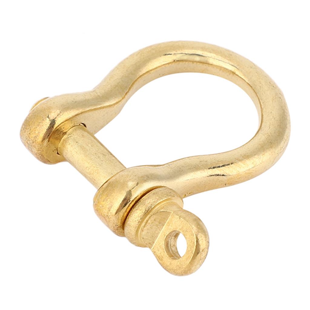2 Set Anchor Shackle Pure Brass U Type Fob Key Ring Hook Golden Connection Buckle 10mm